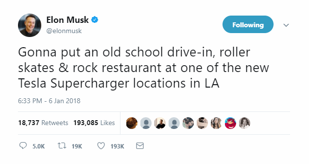 Elon Musk chuẩn bị mở hàng ăn ngay tại trạm sạc Tesla, cạnh tranh với các chuỗi cửa hàng đồ ăn nhanh - Ảnh 2.